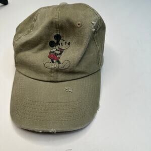 Mickey Mouse Olive Green Distressed Hat